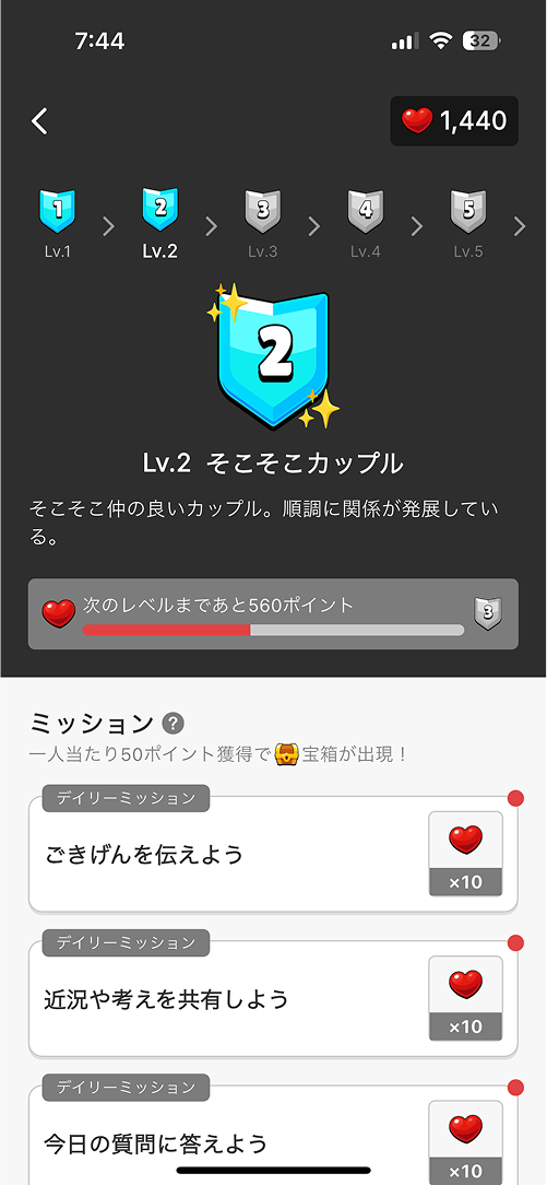 COUPPLYカップルレベル